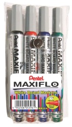 Maxiflo 4.0MM Bullet Tip Whiteboard Markers - Wallet Of 4