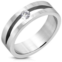 7MM Stainless Steel Cut-out Flat Band Ring W Clear Cz - RTH228SIZE Usa 12.5 Sa Z