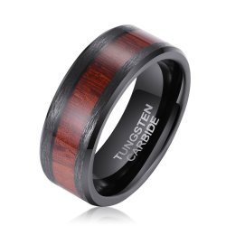 Men's Redwood And Black Tungsten Ring - WR002 - 8