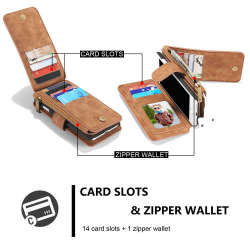 Vintage Leather Multifunctional Magnetic Detachable Zipper Wallet Case Samsung Iphone