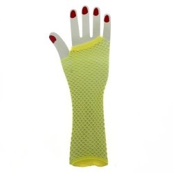 Fishnet Net Mesh Gloves Long - One Size - Yellow