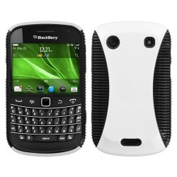 Asmyna Rubberized White black Mixy Phone Protector Cover For Rim Blackberry 9930 Bold Rim Blackberry 9900 Bold