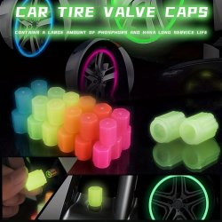 4PCS Fluorescent Tire Valve Cap Set Universal Luminous Polyvinyl Chloride Stem Cover Waterproof Car Tire Valve Cap Universal Fluorescent Bicycle Stem Cover