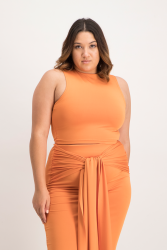 Hazel High Neck Crop Top - Dusty Orange - XL
