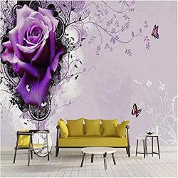 Poster Photo Nordic Wallpaper Dream Purple Rose Flower Background Wall Professional Custom Mural Photo Wallpaper Highgrade Thick CLOTH-200X140CM