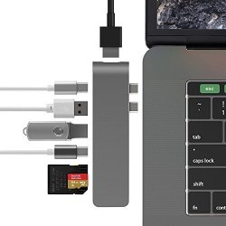 Thunderbolt 3 Hub Mastertool Aluminum USB Type-c Hub Multiport Adapter Combo For Macbook Pro 2016 2017 Thunderbolt 3 Port 5K@60HZ 4K HDMI Pass-through Charging Sd micro