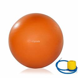 Exercise Ball For Gym Yoga Balance & Fitness Workout - 65CM Orange Anti Burst Slip Resistant Design - Foot Pump Included
