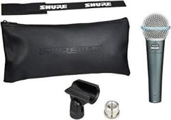 Shure Beta 58A Supercardioid Dynamic Vocal Microphone With A25D Adjustable Stand Adapter 5 8 To 3 8 Euro Thread Adapter And Storage Bag
