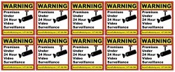 10"REAL" Warning Premises Under 24 Hour Video Surveillance Security Decals Door Window Stickers