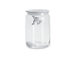 ALESSI Gianni Glass Jar With White Lid 0.9 Litre