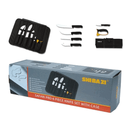Shibazi Safari Pro 6PC Knife Set W black Roll Up Case
