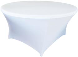 Stretch Table Cloth - Round 10 Seater Table Bon Bon - White