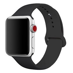 Siruibo Band For Apple Watch 42MM Soft Silicone Sport Strap Replacement Bracelet Wristband For Apple Watch Series 3 Series 2 Series 1 Nike+ Edition Black S m Size
