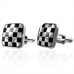 Stainless Steel Checkered Cufflinks