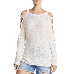 Banjara Womens Knit Cold Shoulder Pullover Sweater White L