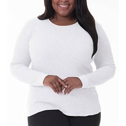 Fruit Of The Loom Women's Plus Size Fit For Me Waffle Thermal Crew Top Arctic White 2X