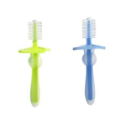 Supvox 2PCS Baby Training Toothbrush Silicone Oral Massager Toy Green And Blue