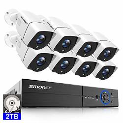 Security Camera 5MP System Smonet 5-IN-1 Home Systems 2TB Hard Drive 8PCS X 5MP 2560TVL Indoor Outdoor S 8 Channel Dvr Kits For