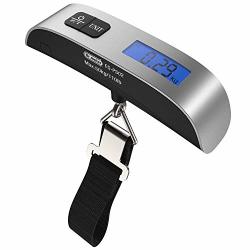 Yoojop Backlight Lcd Display Luggage Scale 110LB 50KG Electronic Balance Digital Postal Luggage Hanging Scale With Rubber Paint Handle Temperature Sensor Silver black Produced By Yoojop