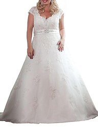 Qing Women's Plus Size Wedding Dress For Bridal Bridal Gown With SASH14 White