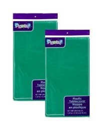 GREEN 2-PACK Disposable Plastic Tablecloths Table Covers 54 X 108 Inches Each