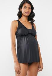 Maternity Silk Frill Tankini Top - Black