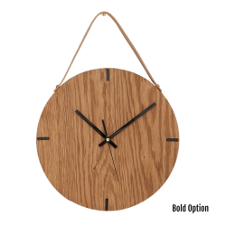 Finn Wall Clock In Oak - 250MM Dia Natural Bold Black Second Hand