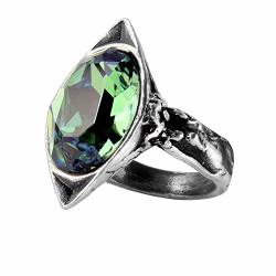 Spirit Of Wormwood Absinthe Green Swarovski Crystal Fairy Pewter Ring By Alchemy Gothic Size 7