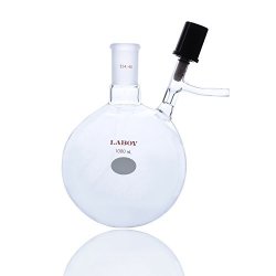 Laboy HMF050210 Glass 1000 Ml Air Free Reaction Schlenk Flask With 0-4 Mm High Vacuum Valve And 24 40 Joint
