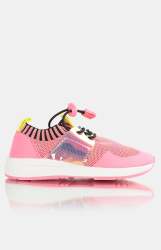 Girls Knit Sneakers - Pink - Pink UK 4
