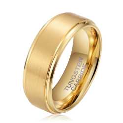 Men's Step Brushed Gold Tungsten Ring OY-R-100 - 13