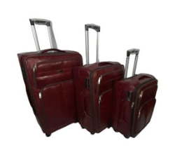 Smte- Set Of 3 Pu Leather Travel Suitcases-brown