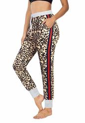 Laslulu Jogger Sweatpants For Women Camouflage Loose Drawstring Stretchy Workout Yoga Pants Ultra Soft Lounge Printed Leopard Cargo Pants Baggy Running Leggings With Pockets Leopard