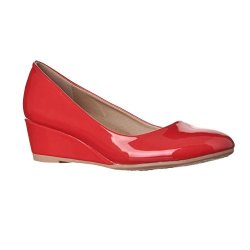 Riverberry Women's Alice Low-height Round Toe Wedge Pumps Red Patent 8.5