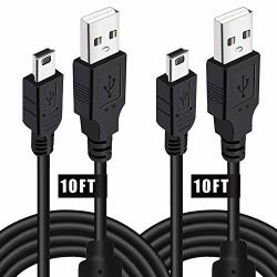 2 Pack 10FT PS3 Controller Charger Cable - Magnetic Ring MINI USB Data Charging Cord For Ps Move Playstation 3 Wireless Controller TI84 Plus Ce Digital Camera