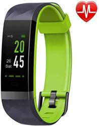 LINTELEK Fitness Tracker Hr Activity Tracker Color Screen IP68 Waterproof Sleep Monitor Pedometer Smart Watch Fitness Gift For Women Men And Kids Gray Green