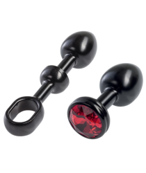 Alu-plug With Gemstone Small - Black