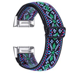 Nylon Strap For Fitbit Charge 5-AZTEC Blue Green