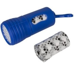 Led Torch Dog Poo Waste Lead Holder Dispenser & 30 X Bags Doggy Puppy Poop Scoop