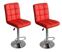 Hazlo Faux Leather Swivel Kitchen Bar Stool Chair Set Of 2 - Red