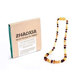 Raw Baltic Amber Teething Necklace For Baby Multicolor Raw 13 Inches - Unpolished
