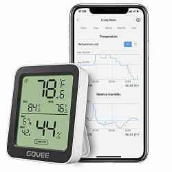 Govee Thermometer Hygrometer Accurate Indoor Temperature Humidity Sensor With Notification Alert Lcd Bluetooth Temp Humidity Monitor With Data Storage For House Garage Greenhouse Wine Cellar