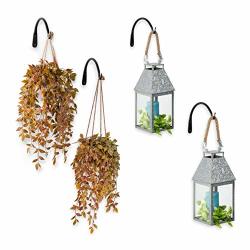 Wallniture Wall Mounted Hand Forged 9 Inch Curved Iron Bracket For Hanging Planters Flower Pots And Lanterns Set Of 4