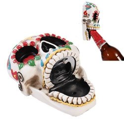 Day Of The Dead White Floral Funky Sugar Skull Wall Bottle Opener Home Kitchen