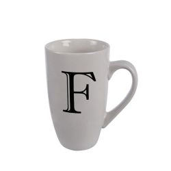 Mug - Household Accessories - Ceramic - Letter F Design - White - 4 Pack