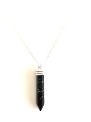 Gradient Black Point Necklace - Silver Necklace