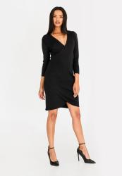 Edit Wrap Over Semi Fitted Dress in Black