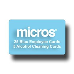 25 Micros Server Swipe Cards - 25 Light Blue Cards + 5 Pre-saturated 100% Alcohol Credit Card Swipe Reader Cleaning Cards.