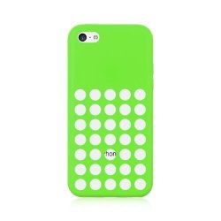 Luxmo Skin Gel Case For Apple Iphone 5C - Retail Packaging - Green Dotted