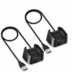 Homemo Charging Cable For Fitbit Versa 2 Fitbit Versa 2 Charger 2 Pack USB Charging Cable Dock Stand Cradle Adapter Black